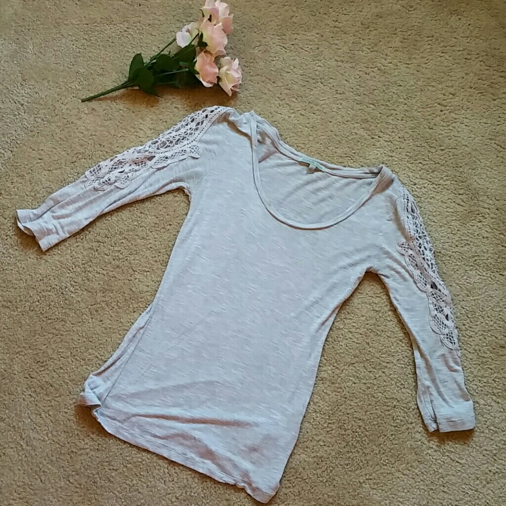 Silver Lace Sleeved Top